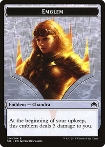 Emblem - Chandra, Roaring Flame - Magic Origins (ORI) #14 - Token Magic: The Gathering Trading Card