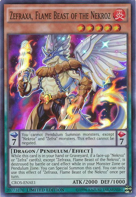 Zefraxa, Flame Beast of the Nekroz trading card from Crossed Souls: Advanced Edition Zefraxa, Flame Beast of the Nekroz - Crossed Souls: Advanced Edition YuGiOh trading card