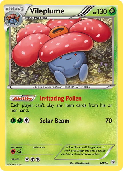 Vileplume trading card from XY - Ancient Origins Vileplume - XY - Ancient Origins Pokémon trading card