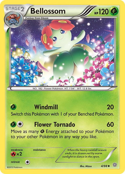 Bellossom trading card from XY - Ancient Origins Bellossom - XY - Ancient Origins Pokémon trading card