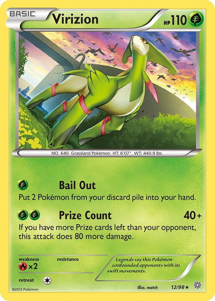 Virizion trading card from XY - Ancient Origins Virizion - XY - Ancient Origins Pokémon trading card