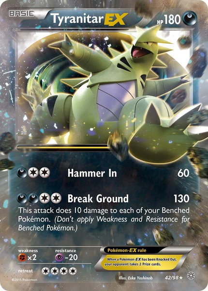 Tyranitar EX trading card from XY - Ancient Origins Tyranitar EX - XY - Ancient Origins Pokémon trading card