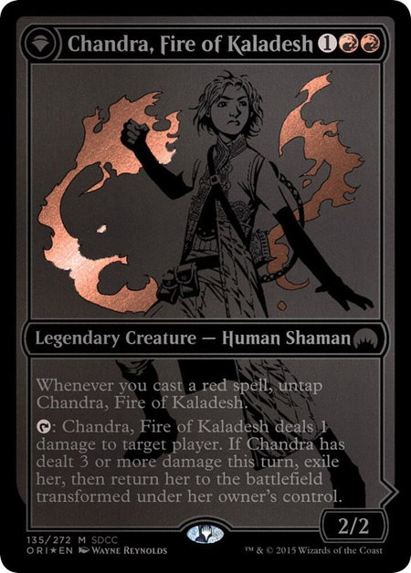 Chandra, Fire of Kaladesh (SDCC 2015 Exclusive) trading card from Media Promos Chandra, Fire of Kaladesh (SDCC 2015 Exclusive) - Media Promos Magic: The Gathering trading card