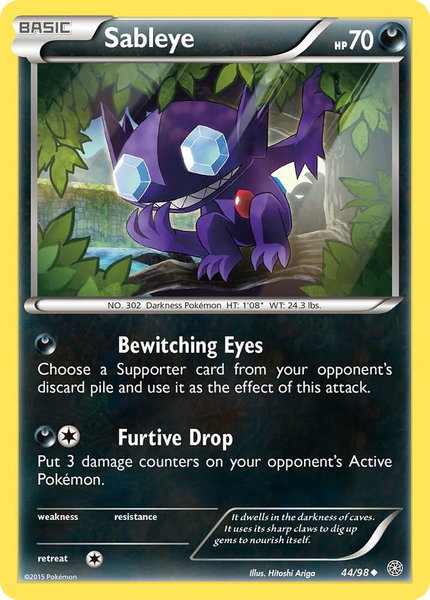 Sableye trading card from XY - Ancient Origins Sableye - XY - Ancient Origins Pokémon trading card