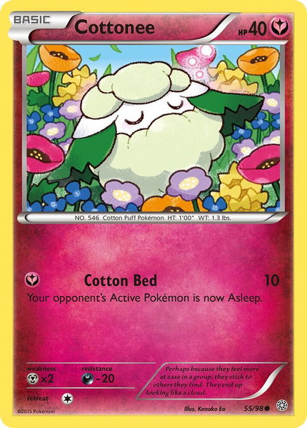 Cottonee trading card from XY - Ancient Origins Cottonee - XY - Ancient Origins Pokémon trading card
