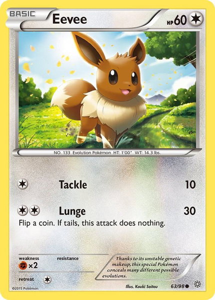 Eevee trading card from XY - Ancient Origins Eevee - XY - Ancient Origins Pokémon trading card