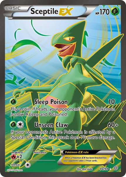 Sceptile EX (84 Full Art) trading card from XY - Ancient Origins Sceptile EX (84 Full Art) - XY - Ancient Origins Pokémon trading card