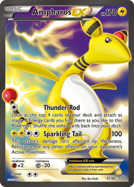 Ampharos EX (87 Full Art) trading card from XY - Ancient Origins Ampharos EX (87 Full Art) - XY - Ancient Origins Pokémon trading card