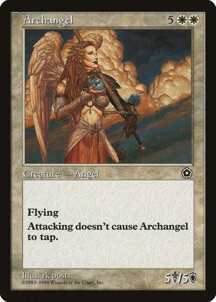 Archangel trading card from Portal Second Age Archangel - Portal Second Age Magic: The Gathering trading card