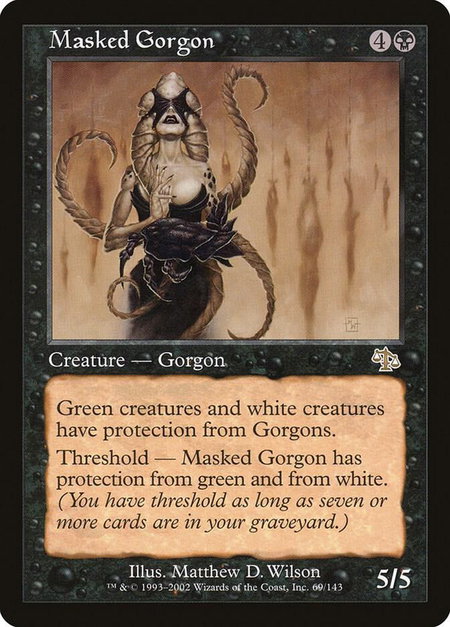 Masked Gorgon trading card from Judgment Masked Gorgon - Judgment Magic: The Gathering trading card