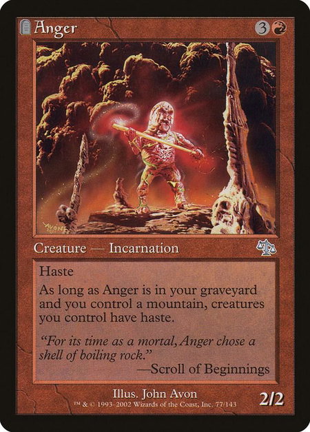 Anger trading card from Judgment Anger - Judgment Magic: The Gathering trading card