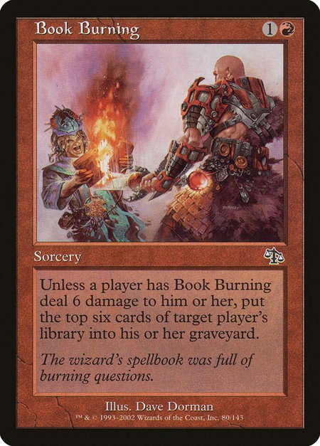 Book Burning trading card from Judgment Book Burning - Judgment Magic: The Gathering trading card