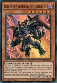 Red-Eyes Archfiend of Lightning trading card from Clash of Rebellions Red-Eyes Archfiend of Lightning - Clash of Rebellions YuGiOh trading card