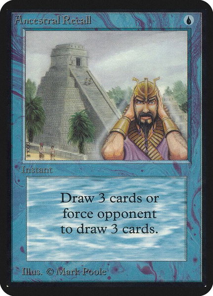 Ancestral Recall trading card from Alpha Edition Ancestral Recall - Alpha Edition Magic: The Gathering trading card