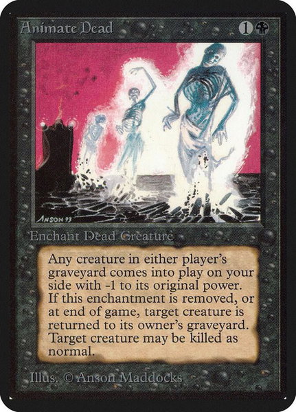 Animate Dead trading card from Alpha Edition Animate Dead - Alpha Edition Magic: The Gathering trading card