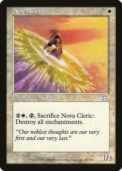 Nova Cleric trading card from Onslaught Nova Cleric - Onslaught Magic: The Gathering trading card