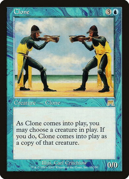 Clone trading card from Onslaught Clone - Onslaught Magic: The Gathering trading card