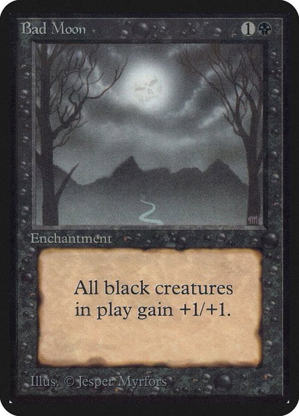 Bad Moon trading card from Alpha Edition Bad Moon - Alpha Edition Magic: The Gathering trading card