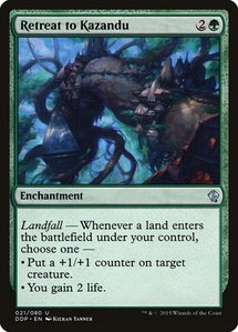 Retreat to Kazandu - Duel Decks: Zendikar vs. Eldrazi (DDP) #21 - Uncommon Magic: The Gathering Trading Card