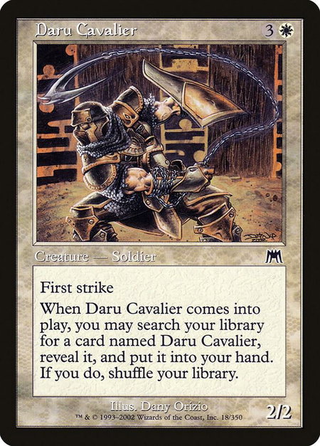 Daru Cavalier trading card from Onslaught Daru Cavalier - Onslaught Magic: The Gathering trading card