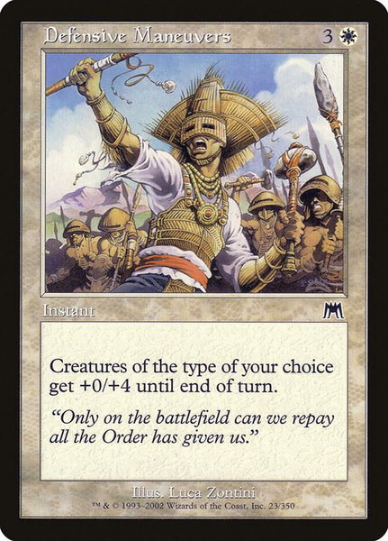 Defensive Maneuvers trading card from Onslaught Defensive Maneuvers - Onslaught Magic: The Gathering trading card