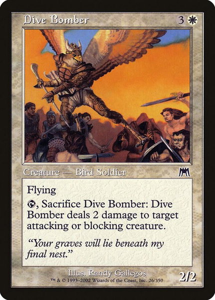 Dive Bomber trading card from Onslaught Dive Bomber - Onslaught Magic: The Gathering trading card