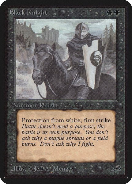 Black Knight trading card from Alpha Edition Black Knight - Alpha Edition Magic: The Gathering trading card