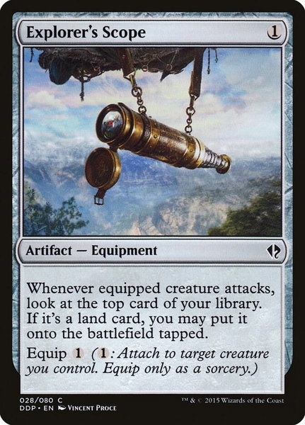 Explorer's Scope trading card from Duel Decks: Zendikar vs. Eldrazi Explorer's Scope - Duel Decks: Zendikar vs. Eldrazi Magic: The Gathering trading card