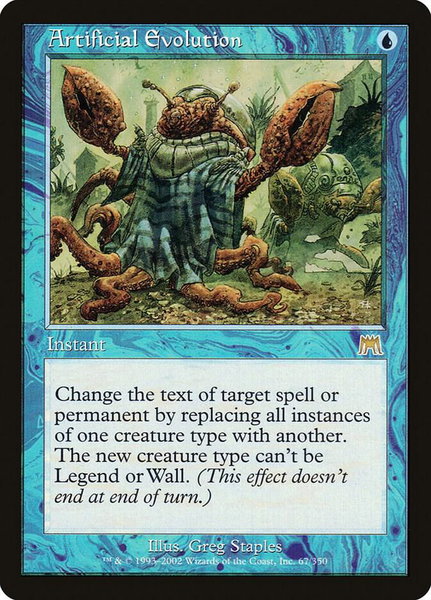Artificial Evolution trading card from Onslaught Artificial Evolution - Onslaught Magic: The Gathering trading card