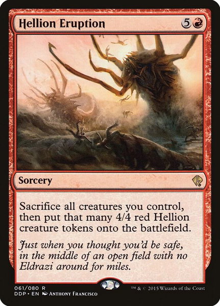 Hellion Eruption trading card from Duel Decks: Zendikar vs. Eldrazi Hellion Eruption - Duel Decks: Zendikar vs. Eldrazi Magic: The Gathering trading card