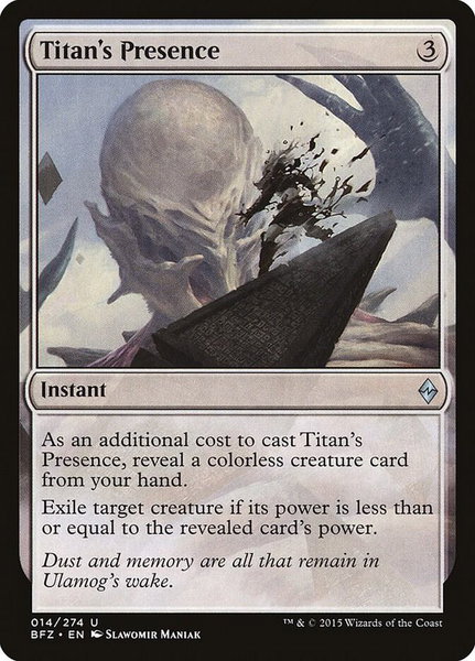 Titan's Presence trading card from Battle for Zendikar Titan's Presence - Battle for Zendikar Magic: The Gathering trading card