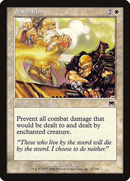 Sandskin trading card from Onslaught Sandskin - Onslaught Magic: The Gathering trading card