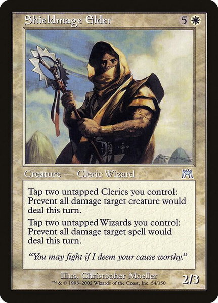 Shieldmage Elder trading card from Onslaught Shieldmage Elder - Onslaught Magic: The Gathering trading card