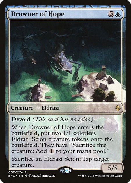 Drowner of Hope trading card from Battle for Zendikar Drowner of Hope - Battle for Zendikar Magic: The Gathering trading card