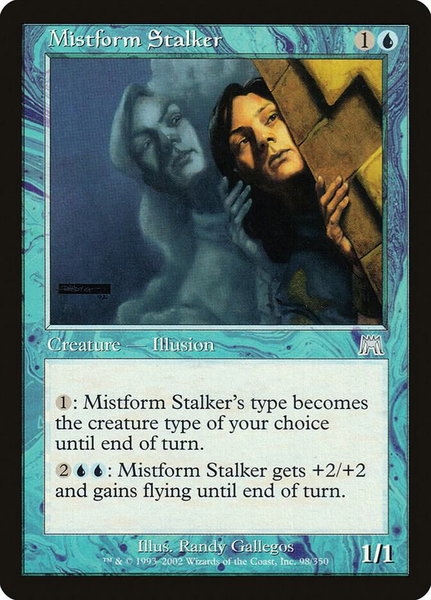 Mistform Stalker trading card from Onslaught Mistform Stalker - Onslaught Magic: The Gathering trading card
