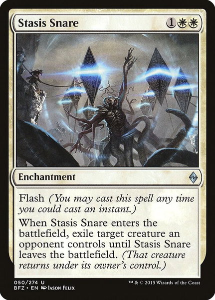 Stasis Snare trading card from Battle for Zendikar Stasis Snare - Battle for Zendikar Magic: The Gathering trading card