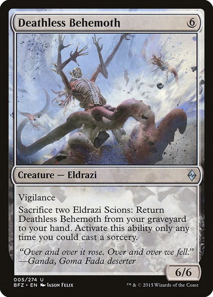 Deathless Behemoth trading card from Battle for Zendikar Deathless Behemoth - Battle for Zendikar Magic: The Gathering trading card