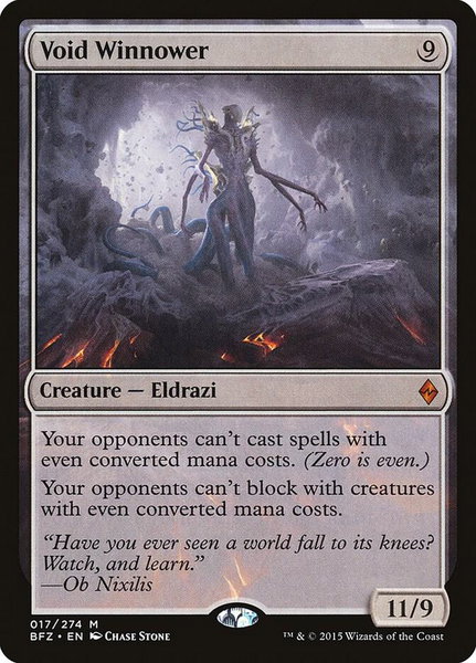 Void Winnower trading card from Battle for Zendikar Void Winnower - Battle for Zendikar Magic: The Gathering trading card