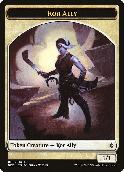 Kor Ally Token trading card from Battle for Zendikar Kor Ally Token - Battle for Zendikar Magic: The Gathering trading card
