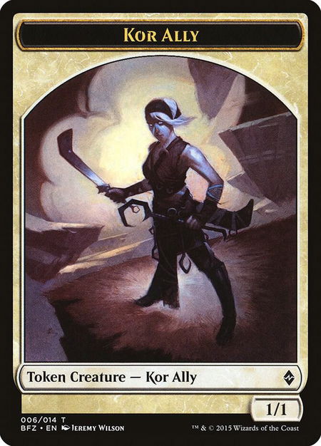 Kor Ally Token - Battle for Zendikar Magic: The Gathering trading card