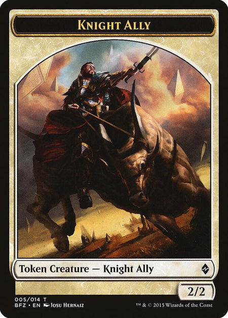 Knight Ally Token trading card from Battle for Zendikar Knight Ally Token - Battle for Zendikar Magic: The Gathering trading card