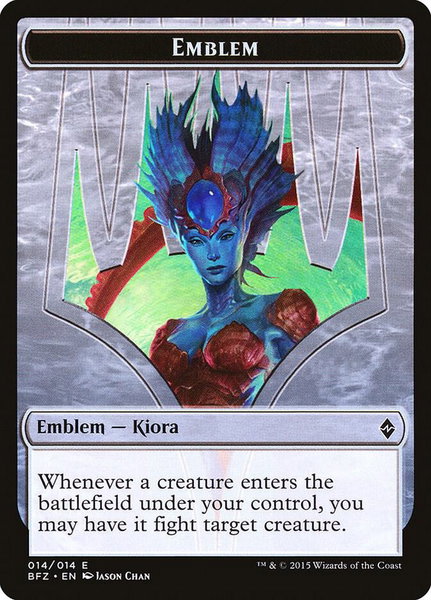 Emblem - Kiora, Master of the Depths trading card from Battle for Zendikar Emblem - Kiora, Master of the Depths - Battle for Zendikar Magic: The Gathering trading card