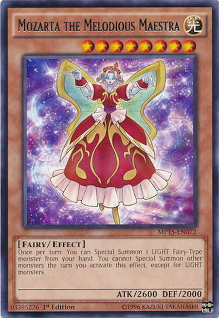 Mozarta the Melodious Maestra trading card from 2015 Mega-Tins Mega Pack Mozarta the Melodious Maestra - 2015 Mega-Tins Mega Pack YuGiOh trading card