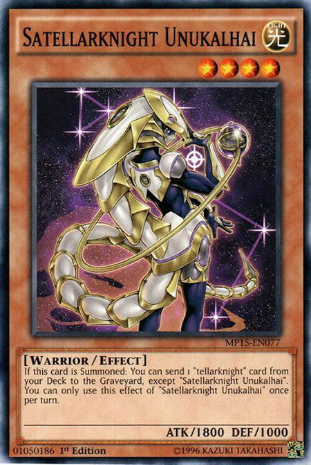 Satellarknight Unukalhai trading card from 2015 Mega-Tins Mega Pack Satellarknight Unukalhai - 2015 Mega-Tins Mega Pack YuGiOh trading card