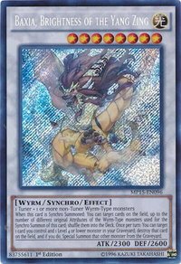 Baxia, Brightness of the Yang Zing - 2015 Mega-Tins Mega Pack (MP15) #MP15-EN096 - Secret Rare YuGiOh Trading Card