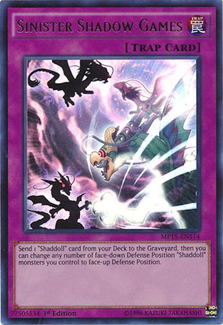 Sinister Shadow Games trading card from 2015 Mega-Tins Mega Pack Sinister Shadow Games - 2015 Mega-Tins Mega Pack YuGiOh trading card