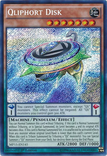 Qliphort Disk trading card from 2015 Mega-Tins Mega Pack Qliphort Disk - 2015 Mega-Tins Mega Pack YuGiOh trading card