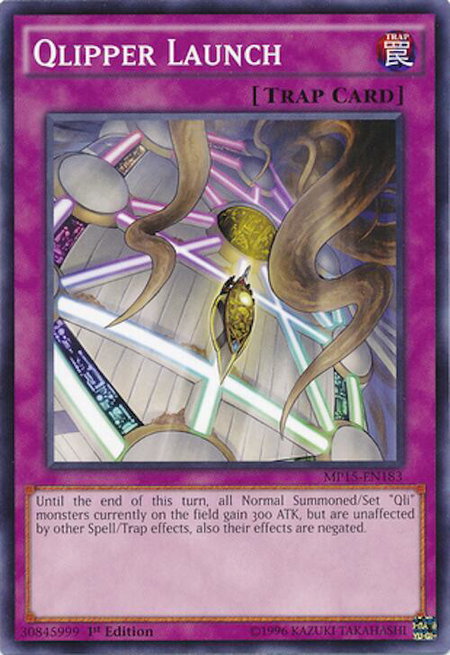 Qlipper Launch trading card from 2015 Mega-Tins Mega Pack Qlipper Launch - 2015 Mega-Tins Mega Pack YuGiOh trading card