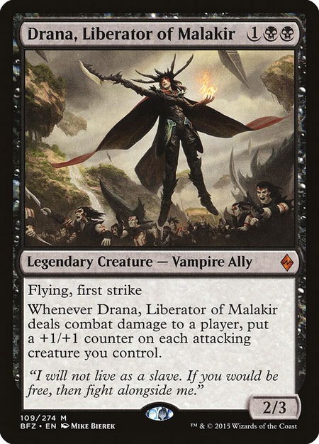 Drana, Liberator of Malakir - Battle for Zendikar Magic: The Gathering trading card