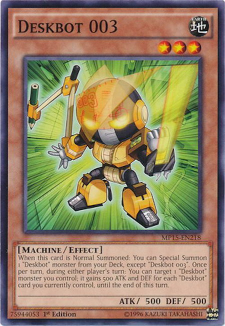 Deskbot 003 trading card from 2015 Mega-Tins Mega Pack Deskbot 003 - 2015 Mega-Tins Mega Pack YuGiOh trading card